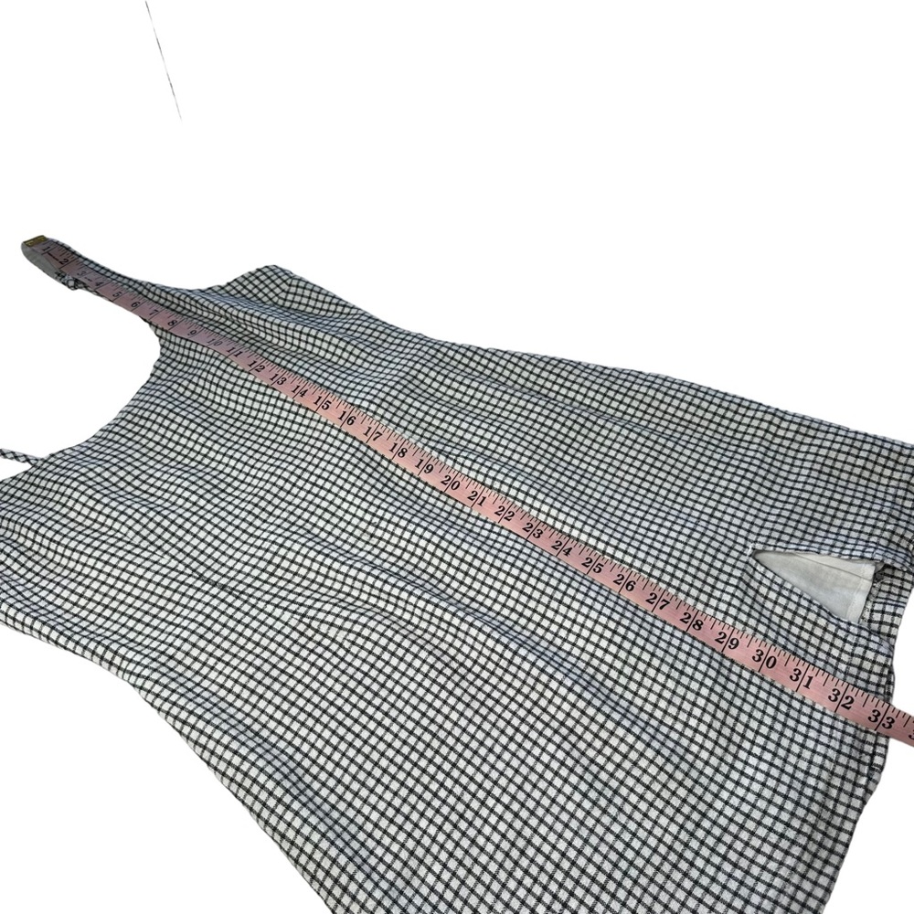 Abercrombie & Fitch Sz S Black White Check Linen Blend Mini Dress w/ Hair Tie - Picture 15 of 15